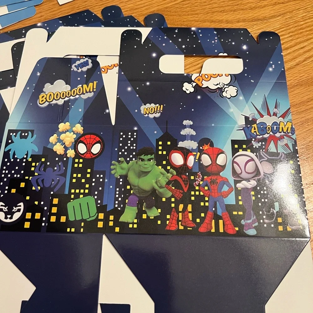 12 Superhero City Adventure gift favor bags boxes